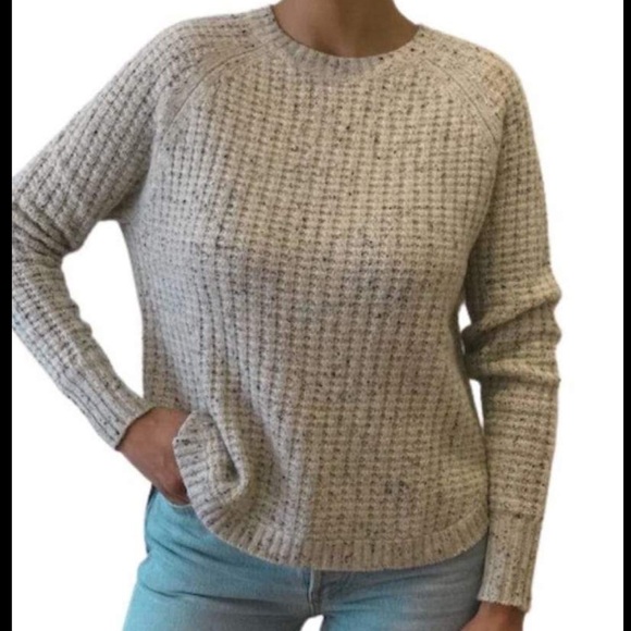 Autumn Cashmere Sweaters - Autumn Cashmere Shirttail Thermal Crew Neck Sweater Beige Heather Sweater XS